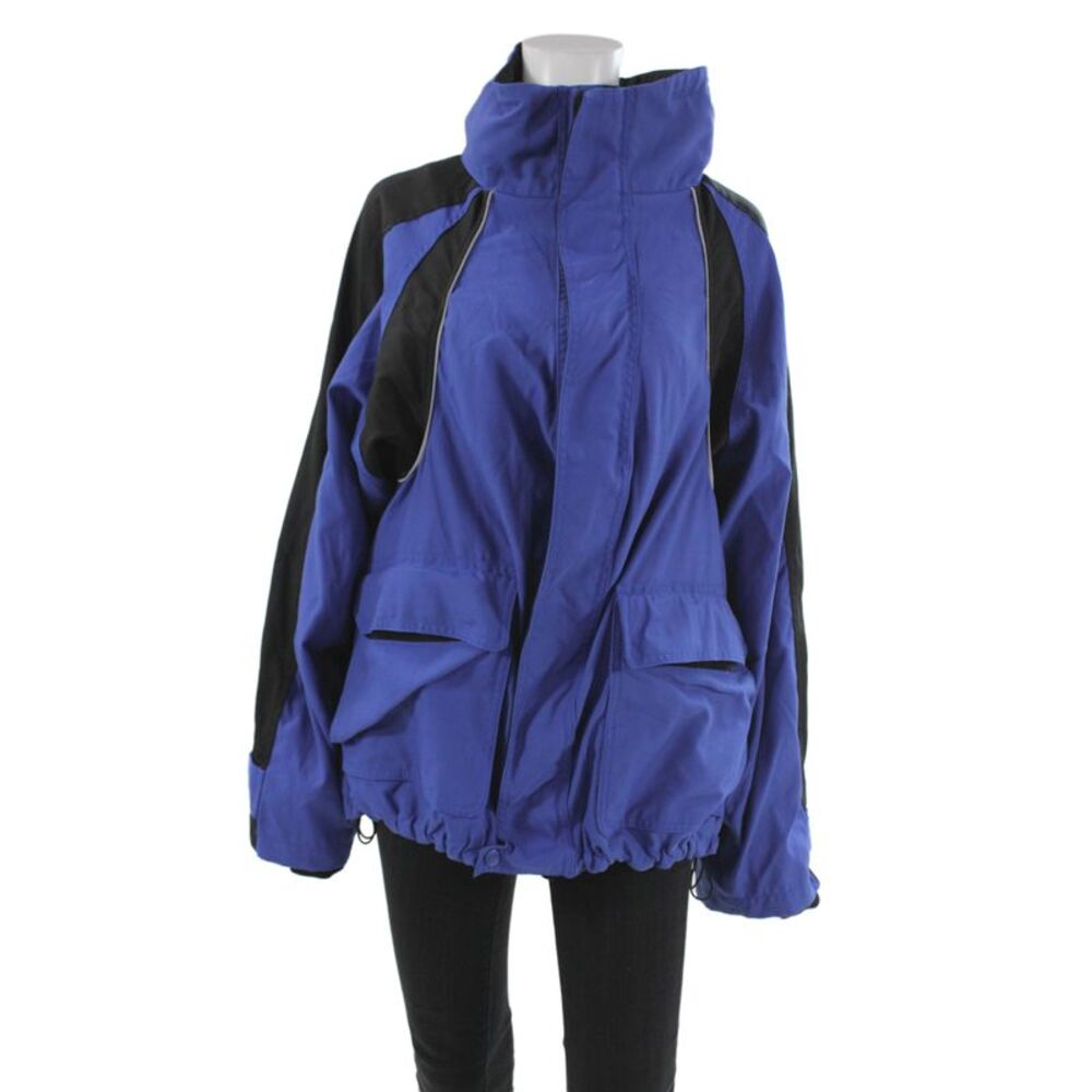 Balenciaga Unisex Windbreaker Blue High Neck Drawstring Size 40